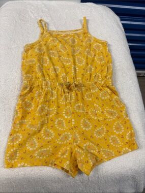 wonder nation Yellow Floral Spaghetti-Strap Romper